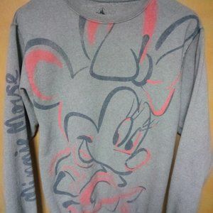 DISNEY Minnie Mouse Grey Distressed Sweatshirt Size XS